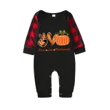 Thanksgiving Day Matching Family Pajamas Peace Love Thanksgiving Pumpkin Black Pajamas Set