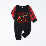 Christmas Matching Family Pajamas Believe In The Magic Of Christmas Santa Seamless Reindeer Black And Red Pajamas Set