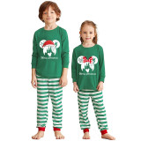 Christmas Matching Family Pajamas Cartoon Mouse With Christmas Hat Green Stripes Pajamas Set