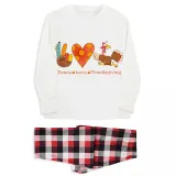 Thanksgiving Day Matching Family Pajamas Peace Love Thanksgiving Turkey White Pajamas Set
