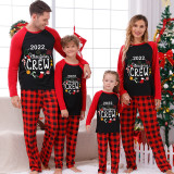 2022 Christmas Matching Family Pajamas Christmas Crew Wreath Black And Red Pajamas Set