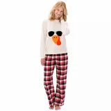 Thanksgiving Day Matching Family Pajamas Turkey With Sunglasses White Pajamas Set