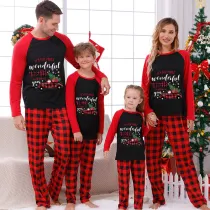 Christmas Matching Family Pajamas It's The Most Wonderful Time Of The Year Truck With Tree Black And Red Pajamas Set