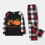 Thanksgiving Day Matching Family Pajamas Peace Love Thanksgiving Pumpkin Black And Red Plaids Pajamas Set