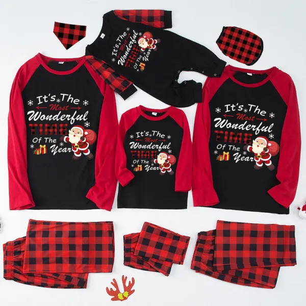 Christmas Matching Family Pajamas It's The Most Wonderful Time Of The Year Black And Red Pajamas Set
