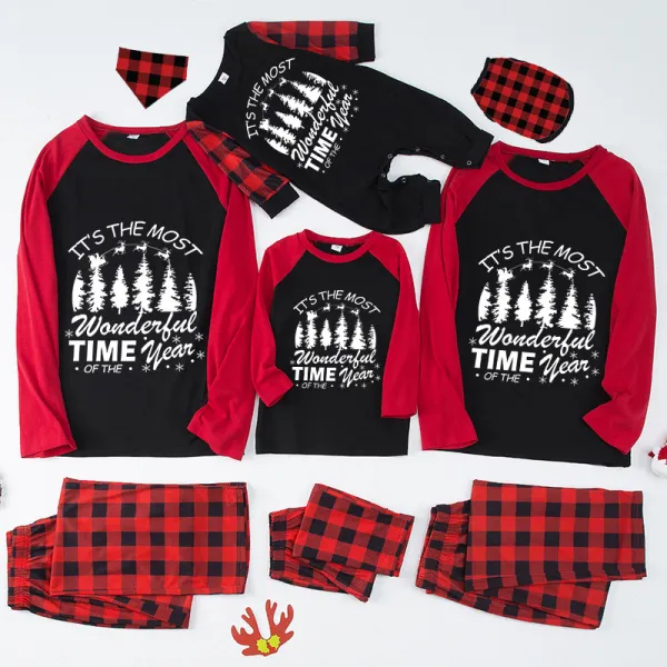 Christmas Matching Family Pajamas It's The Most Wonderful Time Of The Year Black And Red Pajamas Set