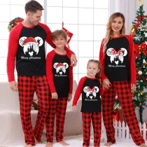 Christmas Matching Family Pajamas Cartoon Mouse With Christmas Hat Black And Red Pajamas Set