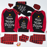 2022 Christmas Matching Family Pajamas We Are Happy We Are Thankful We Are Family Black And Red Pajamas Set