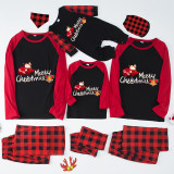 Christmas Matching Family Pajamas Santa Claus Merry Christmas Slogan Black And Red Pajamas Set
