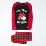 2022 Christmas Matching Family Pajamas Our First Christmas Black And Red Pajamas Set