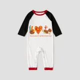 Thanksgiving Day Matching Family Pajamas Peace Love Thanksgiving Turkey White Pajamas Set
