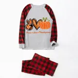 Thanksgiving Day Matching Family Pajamas Peace Love Thanksgiving Pumpkin White Pajamas Set