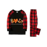 Thanksgiving Day Matching Family Pajamas Peace Love Thanksgiving Turkey Black Pajamas Set