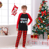 Christmas Matching Family Pajamas Christmas Chill Out Frosty Snowman Black And Red Pajamas Set