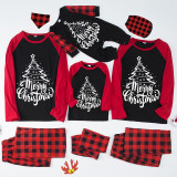 Christmas Matching Family Pajamas Simple Christmas Tree Black And Red Pajamas Set