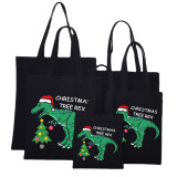 Christmas Eco Friendly Christmas Tree Rex Dinosour Handle Canvas Tote Bag