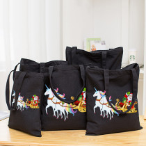 Christmas Eco Friendly Santa Claus With Unicorns Deer Handle Canvas Tote Bag