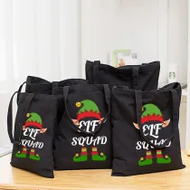 Christmas Eco Friendly Naughty List Elf Handle Canvas Tote Bag