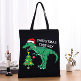 Christmas Eco Friendly Christmas Tree Rex Dinosour Handle Canvas Tote Bag