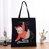 Christmas Eco Friendly Sloth With Christmas Hat Handle Canvas Tote Bag