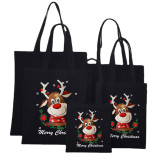 Christmas Eco Friendly Deer Antler Merry Christmas Slogan Handle Canvas Tote Bag