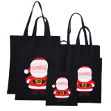 Christmas Eco Friendly Santa Claus Merry Christmas Slogan Handle Canvas Tote Bag