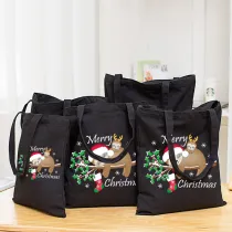Christmas Eco Friendly Sloth With Christmas Hat Handle Canvas Tote Bag