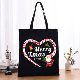 Christmas Eco Friendly Santa Claus Merry Christmas Slogan Handle Canvas Tote Bag