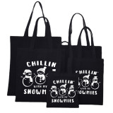 Christmas Eco Friendly Chillin' With My Snowmies Handle Canvas Tote Bag