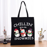Christmas Eco Friendly Chillin' With My Snowmies Handle Canvas Tote Bag
