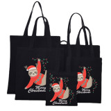 Christmas Eco Friendly Sloth With Christmas Hat Handle Canvas Tote Bag