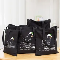 Christmas Eco Friendly Snowflakes Handle Canvas Tote Bag