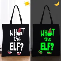 Christmas Eco Friendly Luminous Glowing Elf Handle Canvas Tote Bag