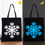 Christmas Eco Friendly Luminous Glowing Snowflake Santa Handle Canvas Tote Bag