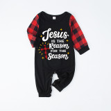 Christmas Matching Family Pajamas Jesus Is The Reason To The Season Black And Red Pajamas Set