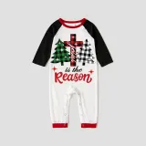 Christmas Matching Family Pajamas Jesus Is The Reason Christmas Trees Seamless Reindeer White Pajamas Set