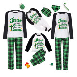Christmas Matching Family Pajamas Jesus Is The Reason To The Season Green Plaids Pajamas Set