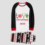 2022 Christmas Matching Family Pajamas Exclusive Design Deer Antler Love Slogan Seamless Reindeer White Pajamas Set