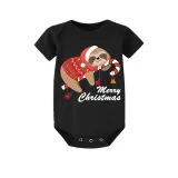 Christmas Matching Family Pajamas Exclusive Design Candy Sloth Black Pajamas Set