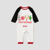 2022 Christmas Matching Family Pajamas Deer Antler Love Slogan White Pajamas Set