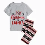 Christmas Matching Family Pajamas The Joy Of Christmas Is Family Seamless Reindeer Gray Pajamas Set