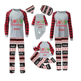 2022 Christmas Matching Family Pajamas Exclusive Design Deer Antler Love Slogan Seamless Reindeer Gray Pajamas Set