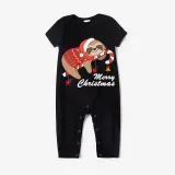 Christmas Matching Family Pajamas Exclusive Design Candy Sloth Black Pajamas Set