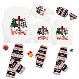 Christmas Matching Family Pajamas Jesus Is The Reason Christmas Trees Seamless Reindeer White Pajamas Set