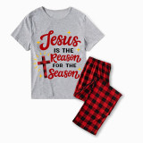 Christmas Matching Family Pajamas Jesus Is The Reason To The Season Gray Pajamas Set