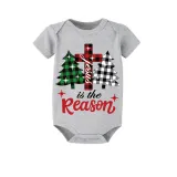 Christmas Matching Family Pajamas Jesus Is The Reason Christmas Trees Seamless Reindeer Gray Pajamas Set