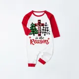 Christmas Matching Family Pajamas Jesus Is The Reason Christmas Trees Seamless Reindeer White Pajamas Set