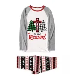Christmas Matching Family Pajamas Jesus Is The Reason Christmas Trees Seamless Reindeer White Pajamas Set