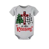 Christmas Matching Family Pajamas Jesus Is The Reason Christmas Trees Seamless Reindeer Gray Pajamas Set
