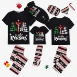 Christmas Matching Family Pajamas Jesus Is The Reason Christmas Trees Seamless Reindeer Black Pajamas Set
